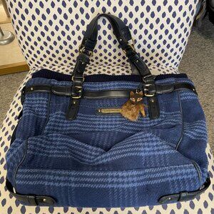 Juicy Couture Blue Plaid Fox Hunt Tote Bag